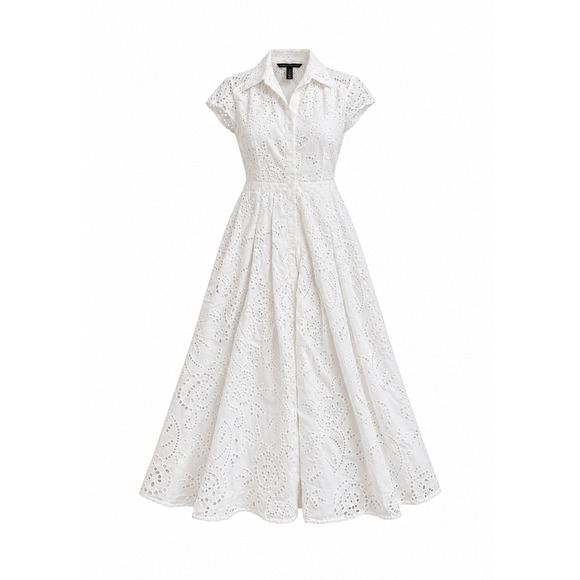 White House Black Market Dresses & Skirts - White House Black MarketWhite Eyelet Midi Shirtdress Women 4 NWT Embroidery $20